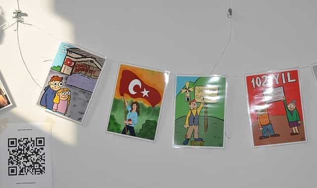 eude ogrencilerin kaleminden cumhuriyet ve ataturk karikaturleri sergilendi