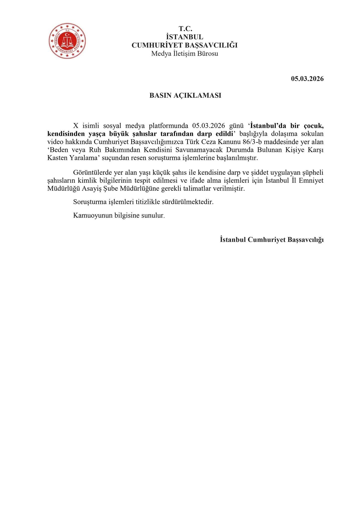 İstanbul’da Çocuğa Şiddet Görüntüleriyle İlgili Soruşturma Başlatıldı 1 WhatsApp Image 2026 03 05 at 17.56.24