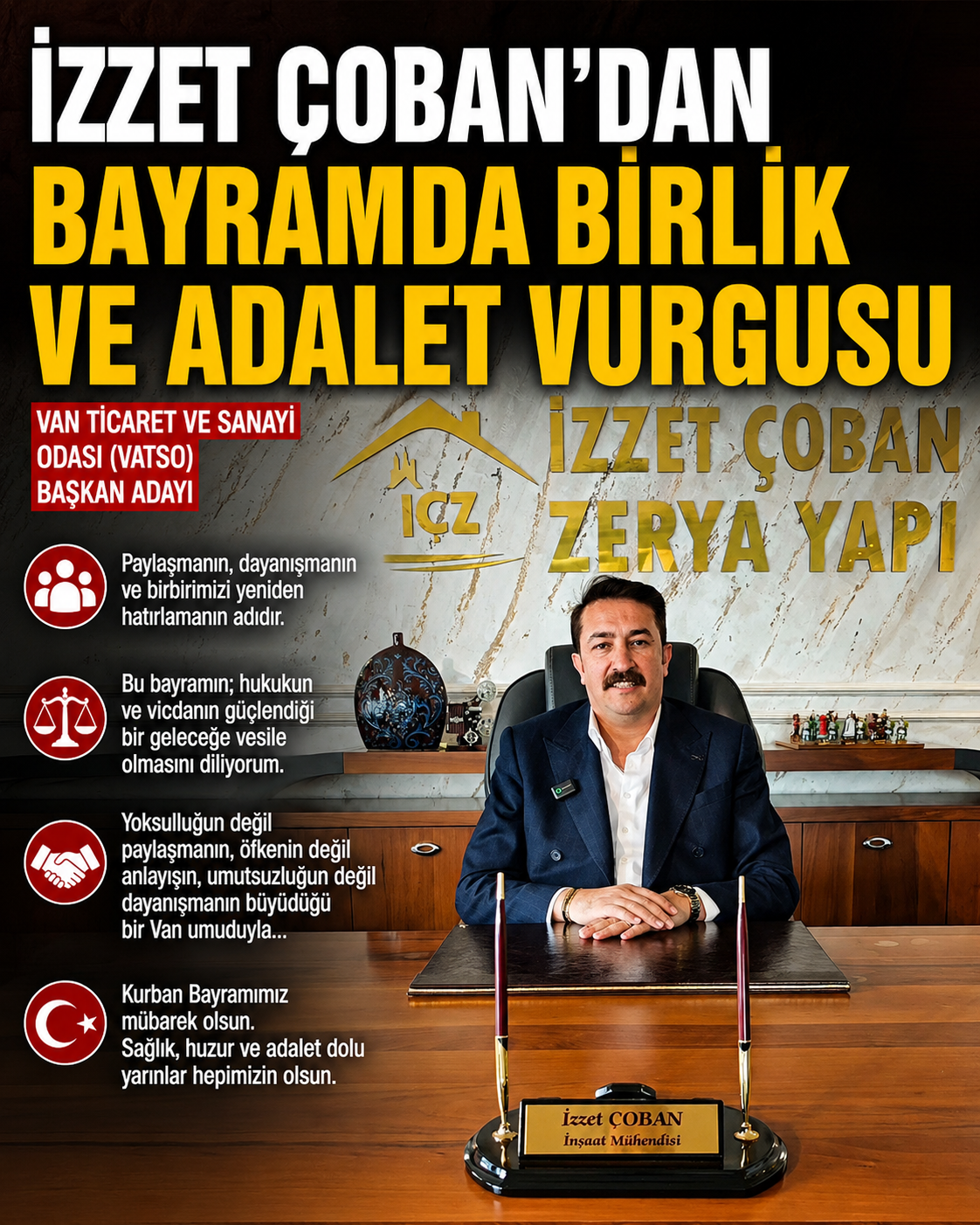 İzzet Çoban’dan Bayramda Birlik ve Adalet Vurgusu 1 1000217170